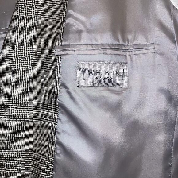 W.H. Belk Blazer Suit Jacket 44R Silk Wool Blend Houndstooth Nailhead Windowpane - Picture 6 of 8